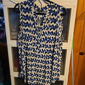 Cocomo Blue and White Graphic Relaxed Blouse